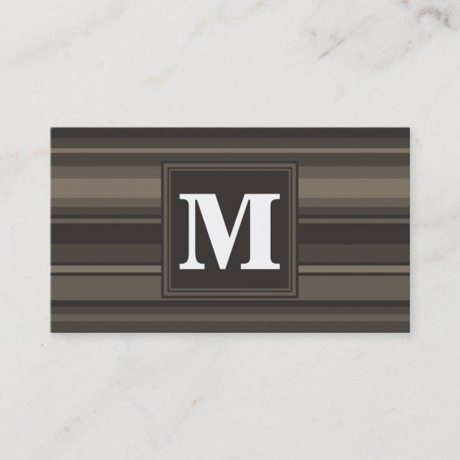 Monogram taupe rand visitkort (Framsida)