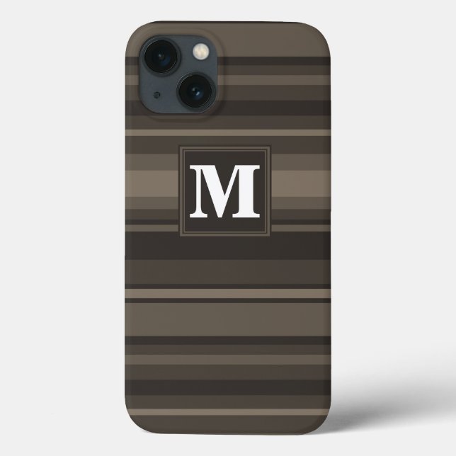 Monogram taupe-ränder Case-Mate iPhone-fodral (Baksida)