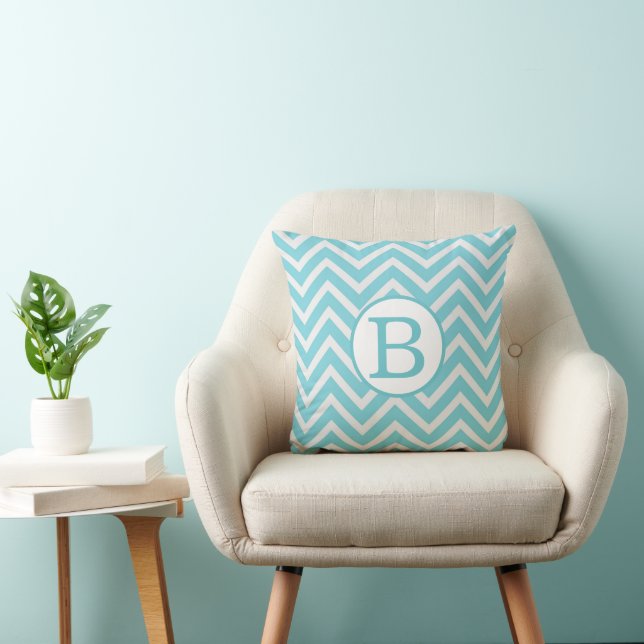Monogram Teal Baby Shower Keepsaké Pillow Kudde (Stol)