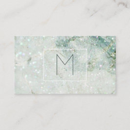 Monogram Teal Glitter Marmor Hår Makeup Visitkort