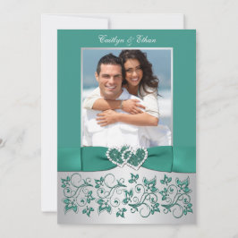 Monogram Teal, inbjudan till bröllop i Blommigten 