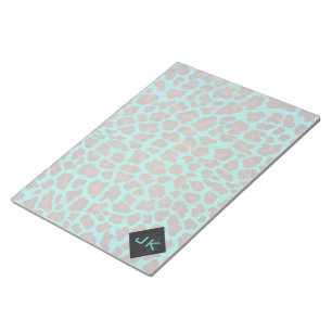 Monogram Teal och Brown Leopard Anteckningsblock