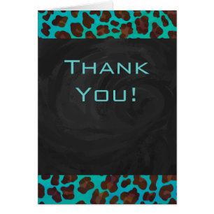 Monogram Teal och Brown Leopard Hälsningskort