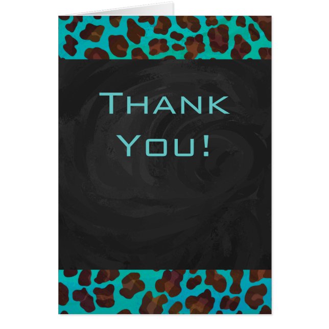 Monogram Teal och Brown Leopard Hälsningskort (Framsidan)