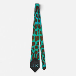 Monogram Teal och Brown Leopard Slips