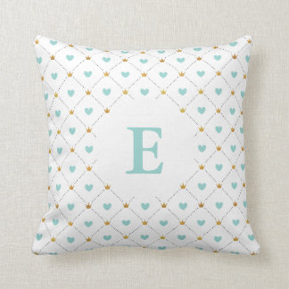 Monogram Teal och Faux Guld Kudde
