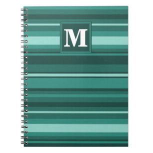 Monogram teal rand anteckningsbok med spiral
