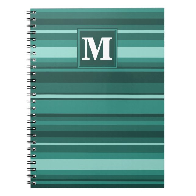 Monogram teal rand anteckningsbok med spiral (Framsidan)