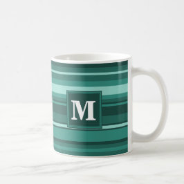 Monogram teal rand kaffemugg