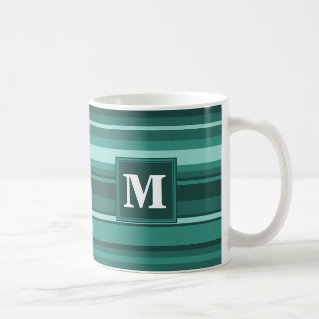 Monogram teal rand kaffemugg (Höger)