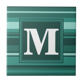 Monogram teal rand kakelplatta