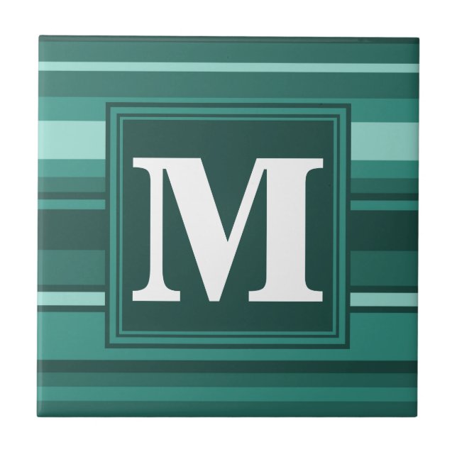 Monogram teal rand kakelplatta (Framsidan)