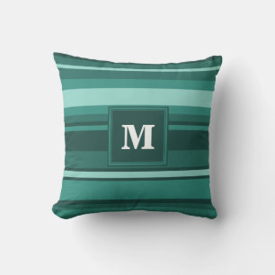 Monogram teal rand kudde