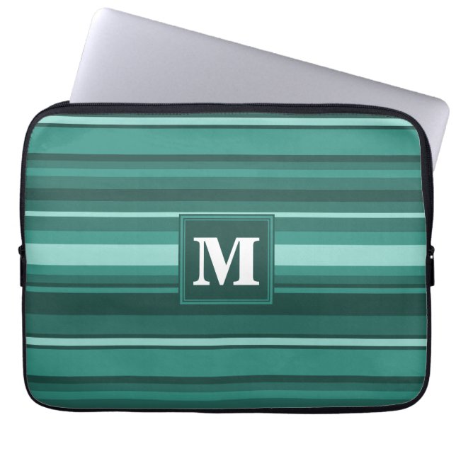 Monogram teal rand laptop fodral (Framsidan)