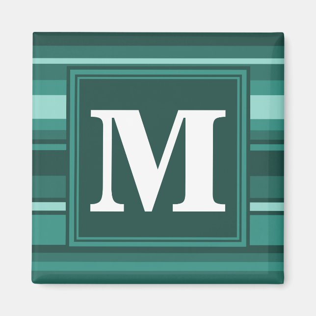 Monogram teal rand magnet (Framsidan)