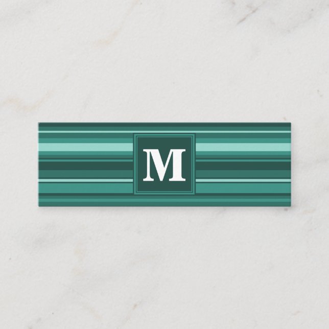 Monogram teal rand mini visitkort (Framsida)