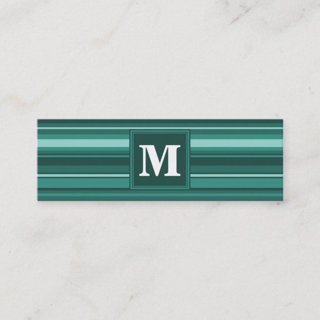 Monogram teal rand mini visitkort (Framsida)