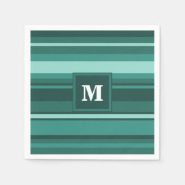 Monogram teal rand pappersservett