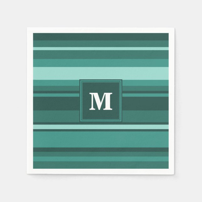 Monogram teal rand pappersservett (Framsidan)