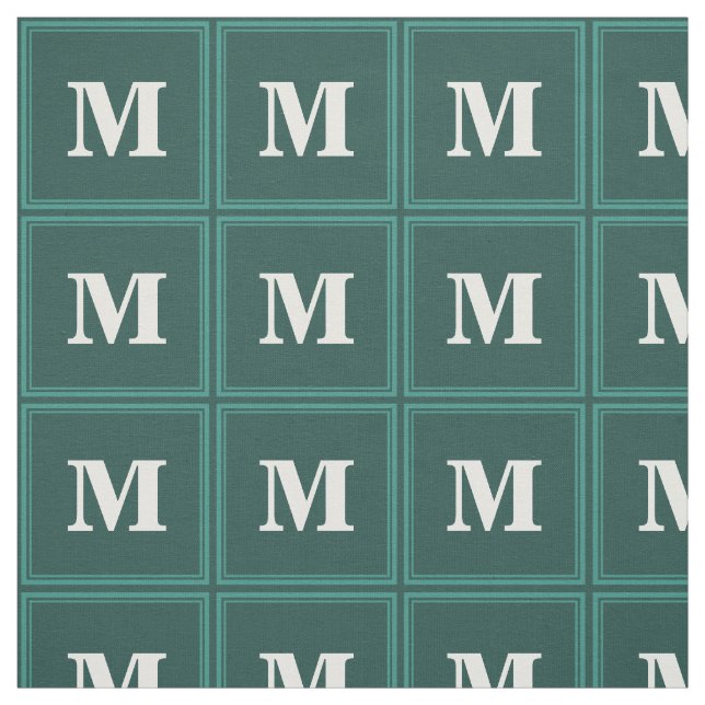 Monogram teal rand tyg (Provkarta)