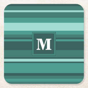 Monogram teal rand underlägg papper kvadrat