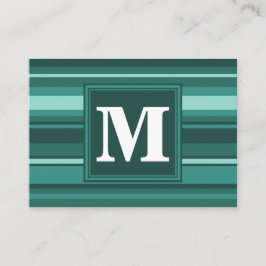Monogram teal rand visitkort