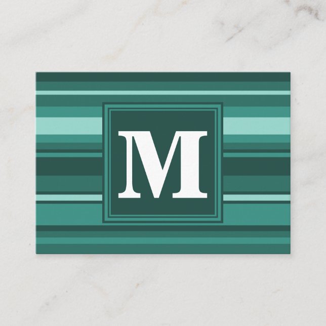 Monogram teal rand visitkort (Framsida)