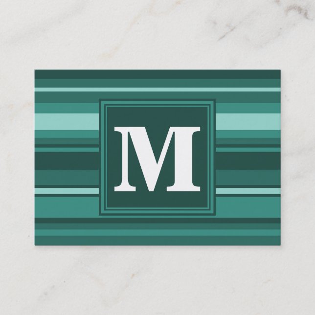 Monogram teal rand visitkort (Framsida)