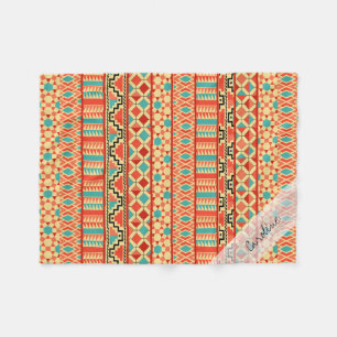 Monogram Teal Rosa Abstrakt Tribal Print Mönster Fleecefilt