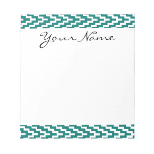 Monogram Teal White Ikat Chevron Zig Zag Mönster Anteckningsblock