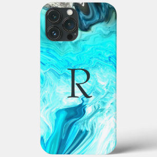 Monogram Teal White Mönster Agate Artstic Cute