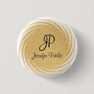 Monogram Template Elegant Faux Guld Glitter utseen Knapp