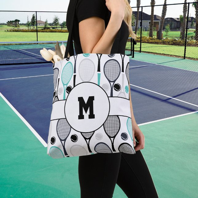 Monogram Tennis Racket Mönster Tote Bag Tygkasse (Skapare uppladdad)