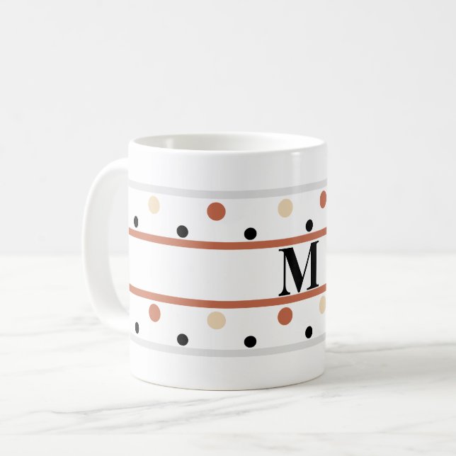Monogram Terra Cotta Sand Polka dots Kaffemugg (Framsida vänster)
