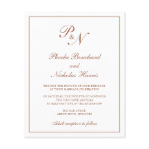 Monogram Terracotta Bröllopsinbjudan till budget