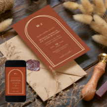 Monogram Terracotta Brown Earthy Arch Bröllop