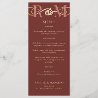 Monogram Terracotta Elegant bröllop Menu Meny