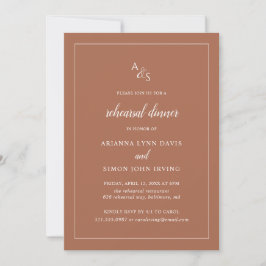 Monogram Terracotta Elegant Rehearsal Dinner Inbjudningar