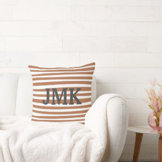 Monogram Terracotta Modern Stripes Minimalist Kudde