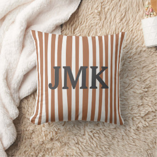 Monogram Terracotta Moderna Ränder Minimalistisk  Kudde
