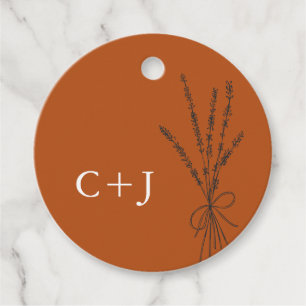 Monogram Terracotta Simple Botanical Bröllop Gåvor Etiketter