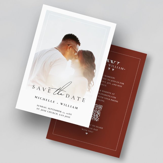 Monogram Terrakotta Bröllopsfotolampa Modern Spara Datumet (Monogram Terracotta Wedding Photo Frame Modern Save The Date
)