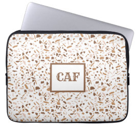 Monogram Terrazzo Brown och Beige and White Laptop Fodral