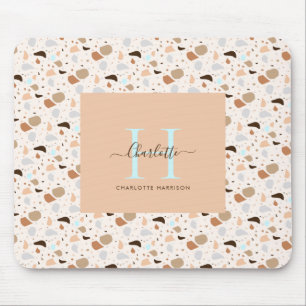 Monogram Terrazzo Earth Tones Modern Mönster Musmatta