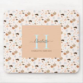 Monogram Terrazzo Earth Tones Modern Mönster Musmatta