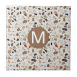 Monogram Terrazzo Modern Stone-utseende Kakelplatta<br><div class="desc">Den här designen kan vara personlig genom att välja anpassningsalternativet för att lägga till text eller göra andra ändringar. Om den här produkten har möjlighet att överföra designen till en annan artikel ska du vid behov justera designen så att den passar. Kontakta mig på colorflowcreations@gmail.com om du vill ha den...</div>