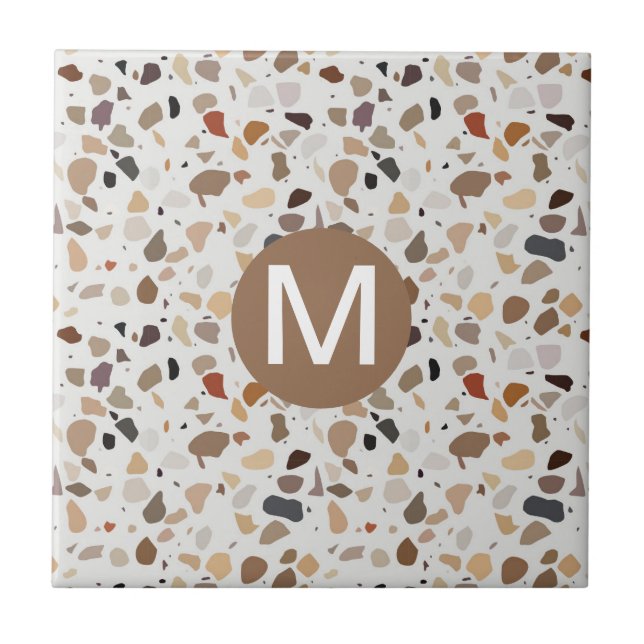 Monogram Terrazzo Modern Stone-utseende Kakelplatta (Framsidan)