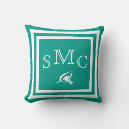 MONOGRAM Tetal aqua blue Shark blank vid kudde