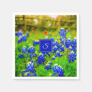 Monogram Texas Bluebonnets & Indian Paintbrush Pappersservett