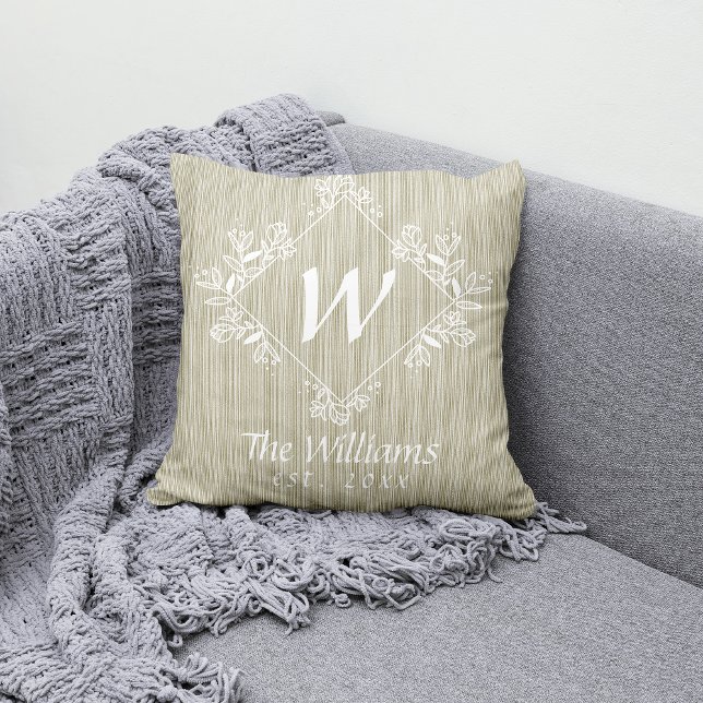 Monogram Text Rustic Farmhouse-familjen Kudde (Skapare uppladdad)